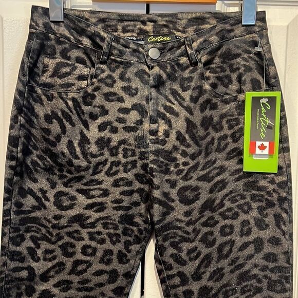 Cartise Black/Gold Animal Print Skinny Jeans Size 6 NWT - Picture 1 of 10